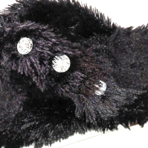 Slippers 7-8 Black Fuzzy with Bling - Picture 4 of 4